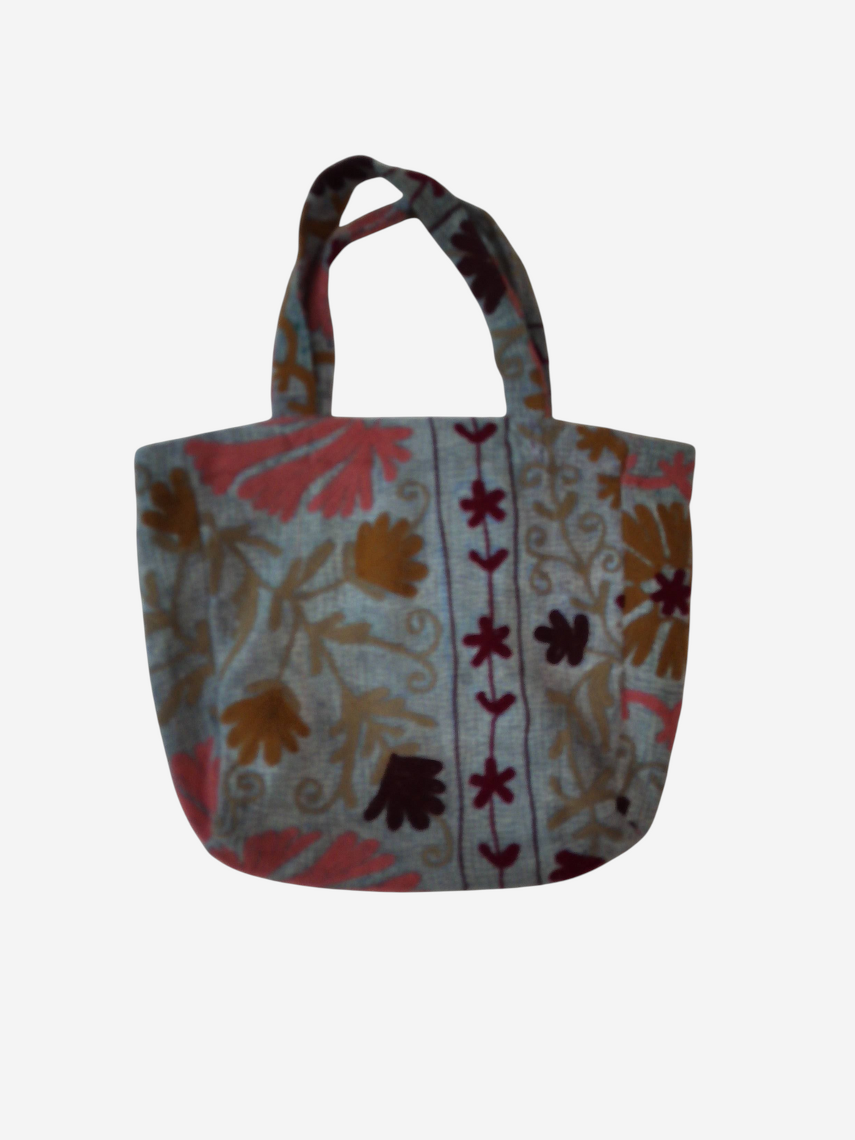 She Lives Beauty Soul Traveler Kantha Suzani bag featuring vintage cotton patchwork with floral embroidery