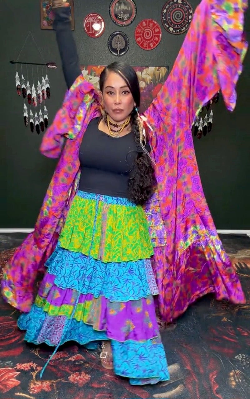 Dream Weaver Silk Ruffle Sleeve Kimono
