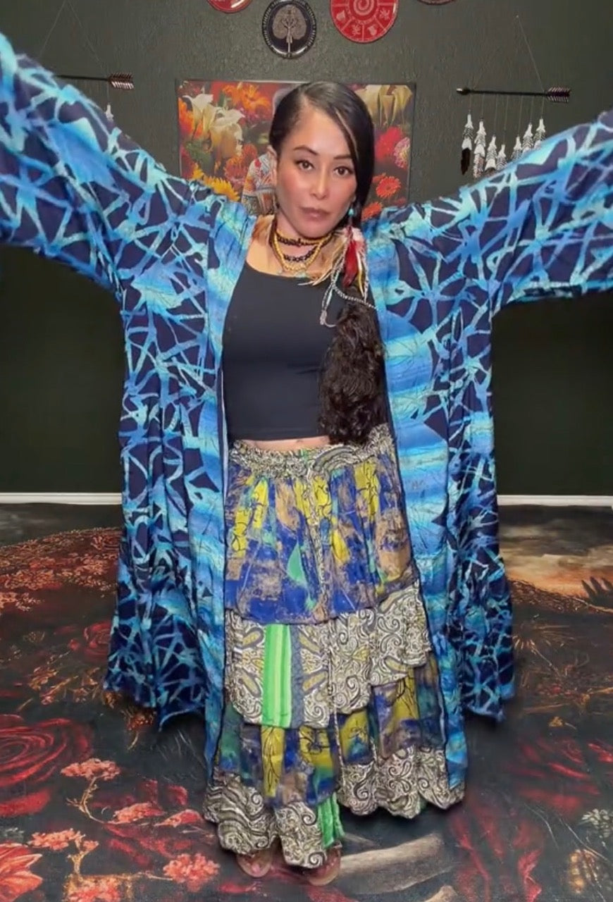 Dream Weaver Silk Ruffle Sleeve Kimono
