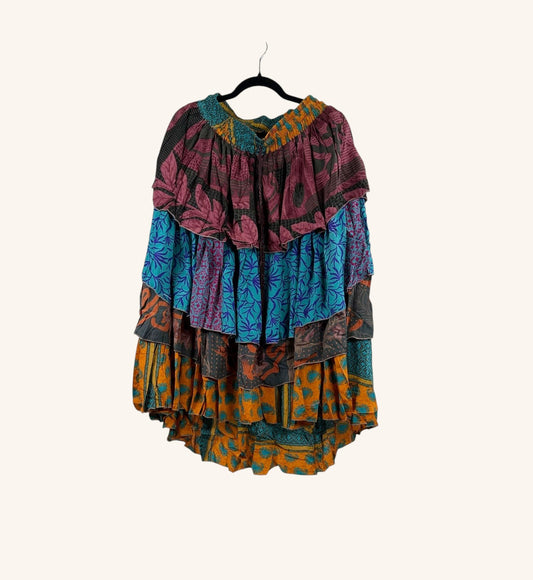 Ruffle Muse Hi-Lo Silk Skirt 1000-22