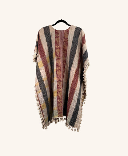Short Sleeve Willow Fringe Kantha Kimono 1000-05