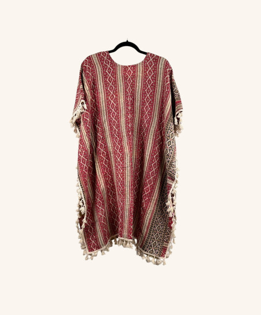 Short Sleeve Willow Fringe Kantha Kimono 1000-06