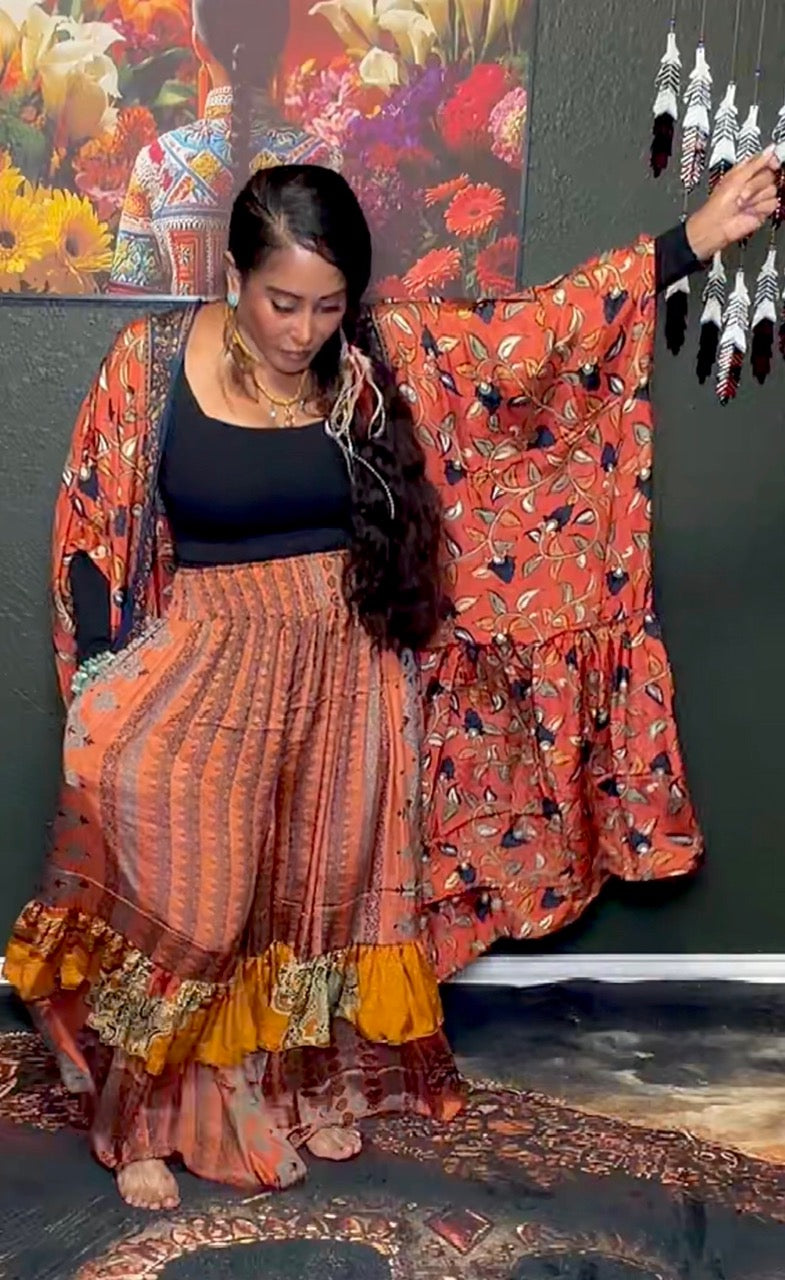 Gypsy Moon Silk Ruffle Pants