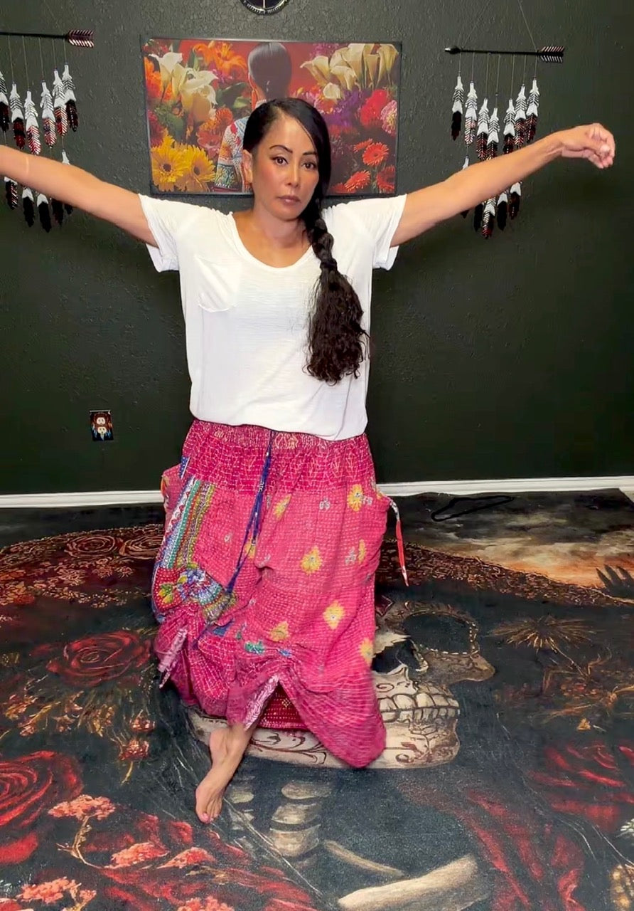 Earthbound "Glitter" Kantha Cinch Capri Pants