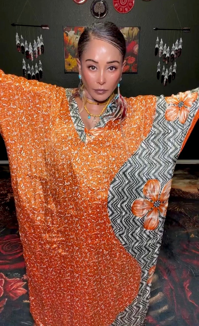 Luna Rosa Patchwork Reversible Silk Kaftan