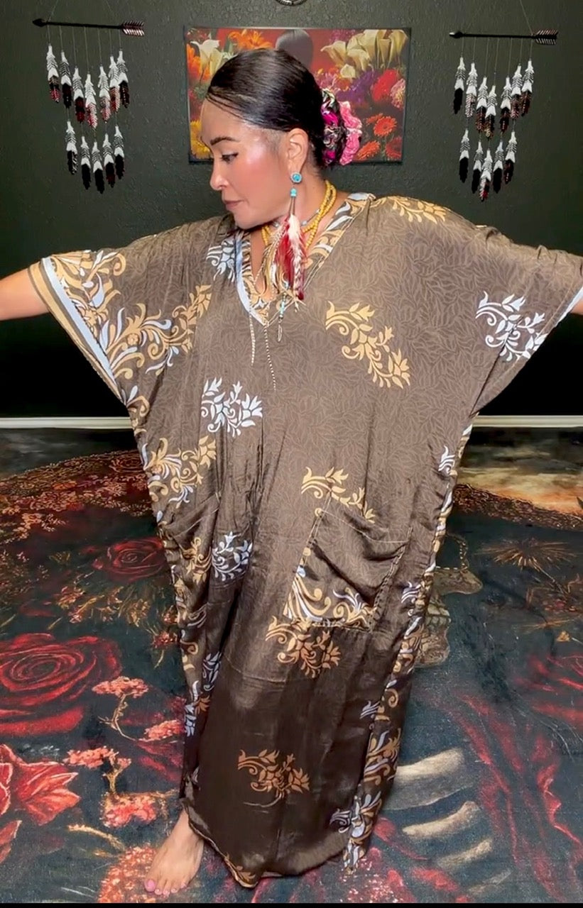 Luna Rosa Patchwork Reversible Silk Kaftan