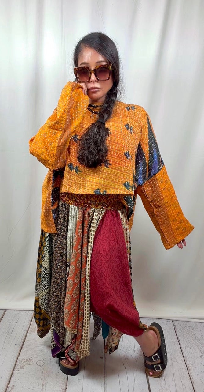 Sunrose Silk Patch Skirt