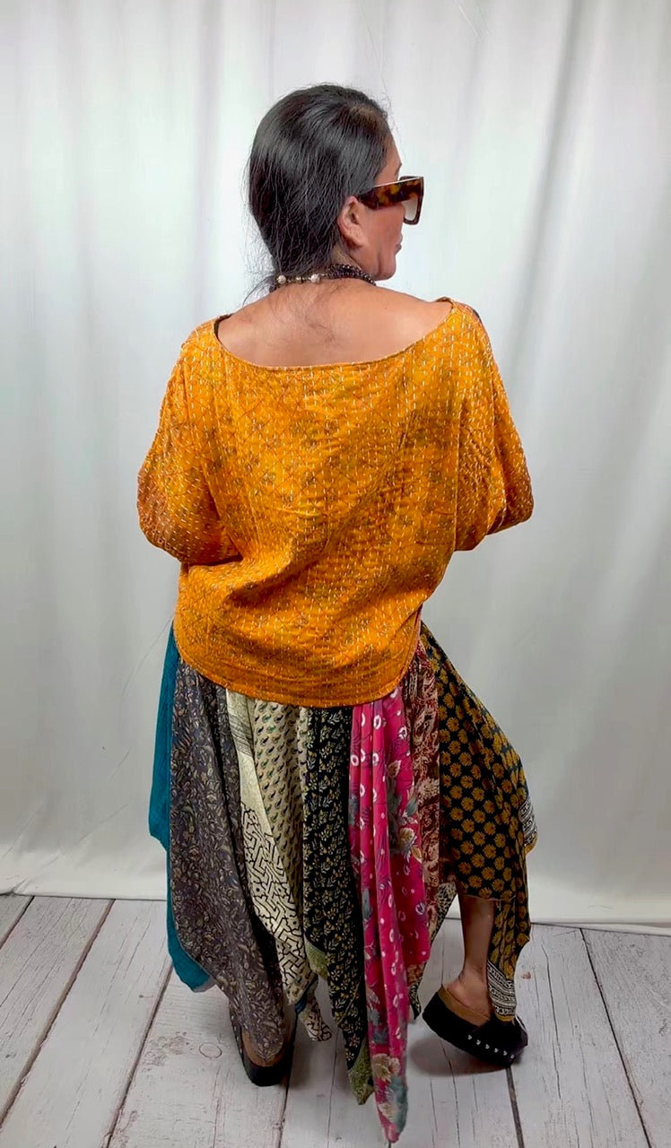 Sunrose Silk Patch Skirt