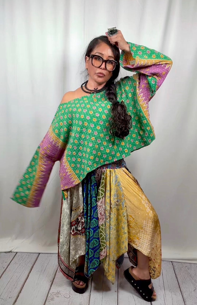 Sunrose Silk Patch Skirt