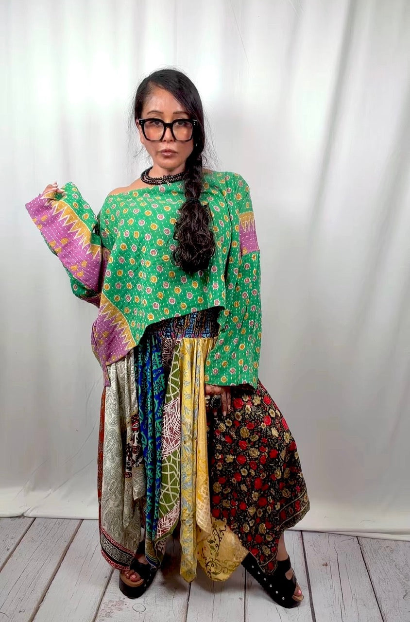 Sunrose Silk Patch Skirt