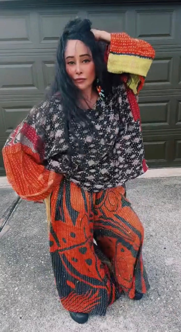 Laila Flared Kantha Pants (S-3X)