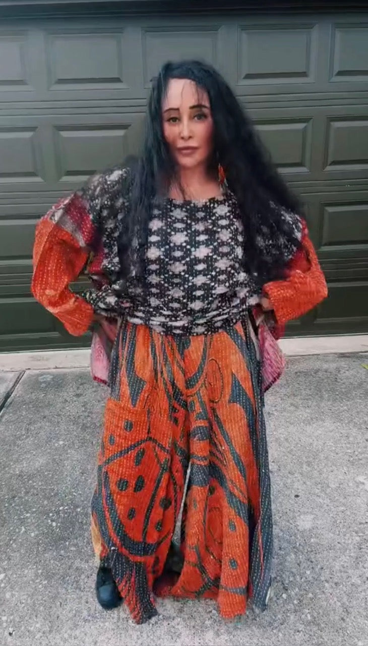 Laila Flared Kantha Pants (S-3X)