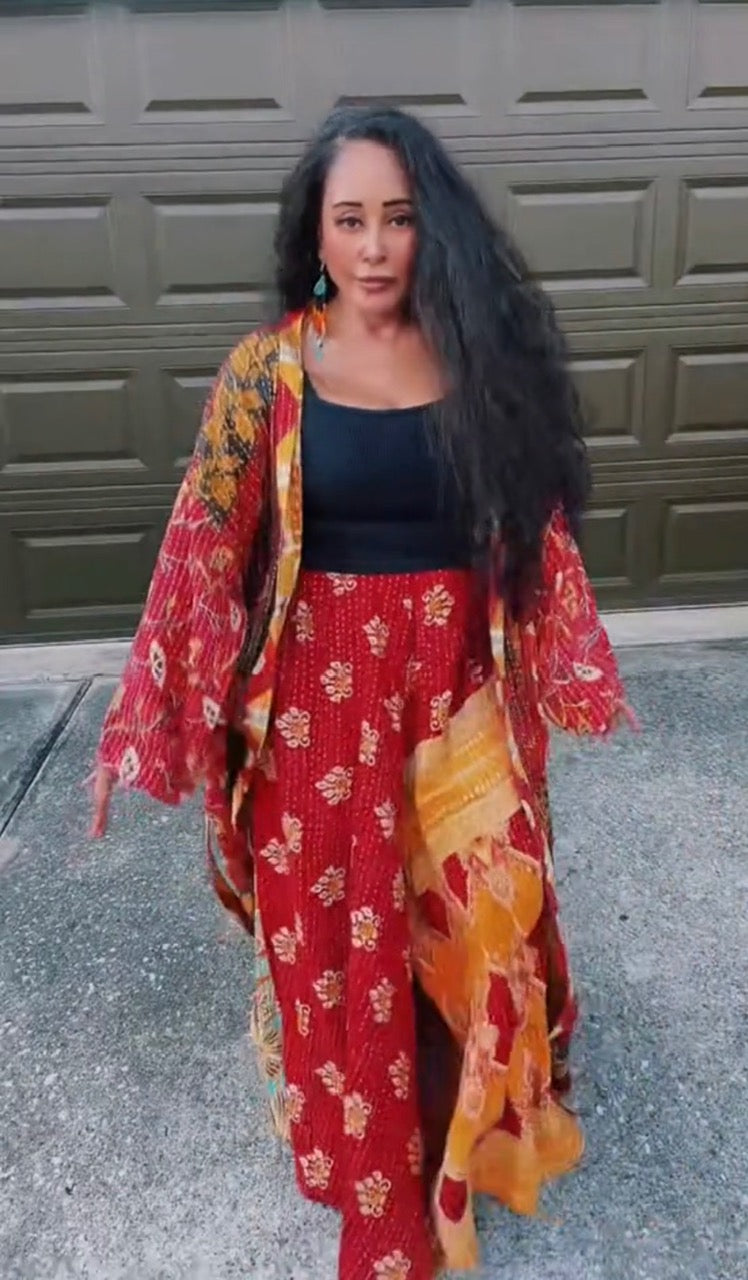 Laila Flared Kantha Pants (S-3X)