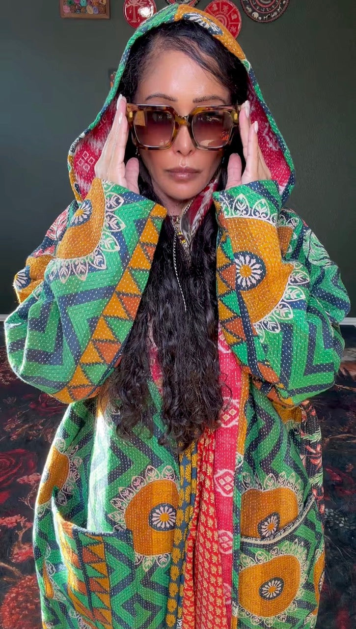 Sacred Drift Fine Kantha Reversible Vintage Coat
