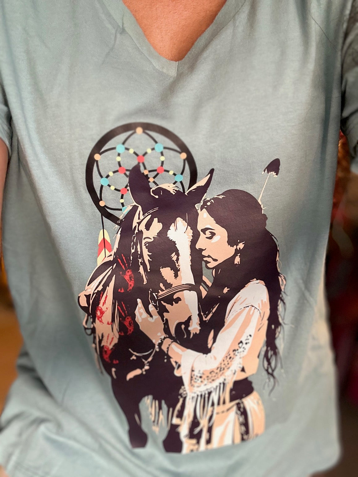 Native Horse V-Neck Graphic Tee (6 Options)