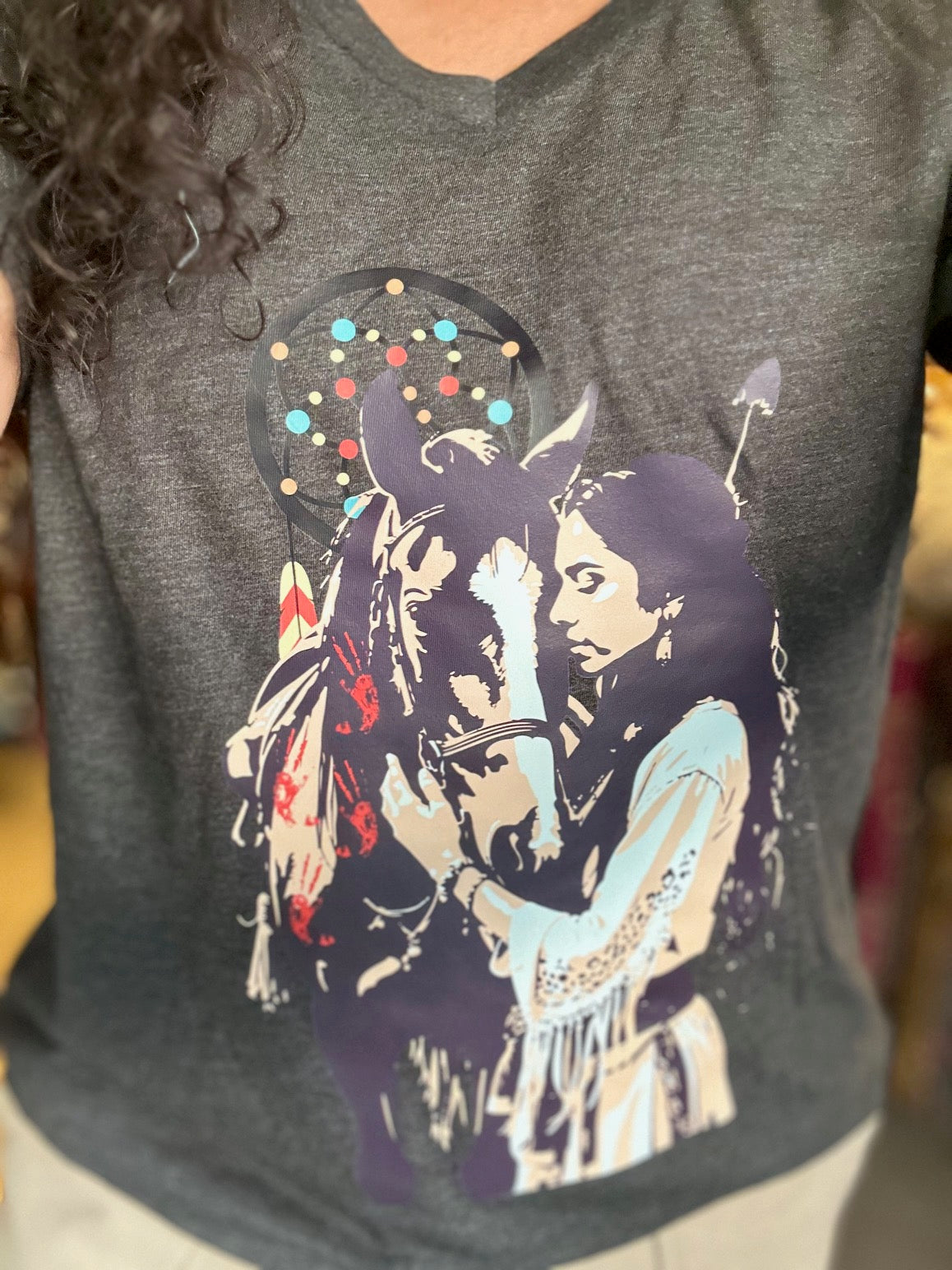 Native Horse V-Neck Graphic Tee (6 Options)