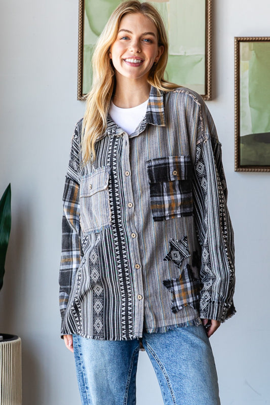 Washed Star Patched Front Pocket Top