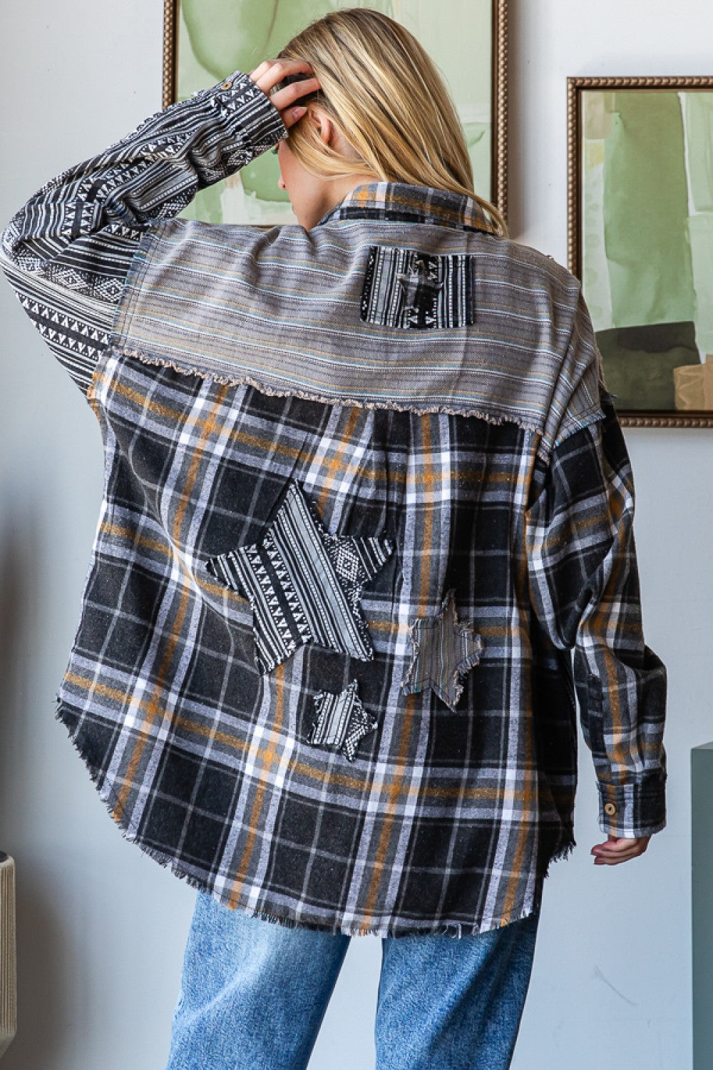 Washed Star Patched Front Pocket Top