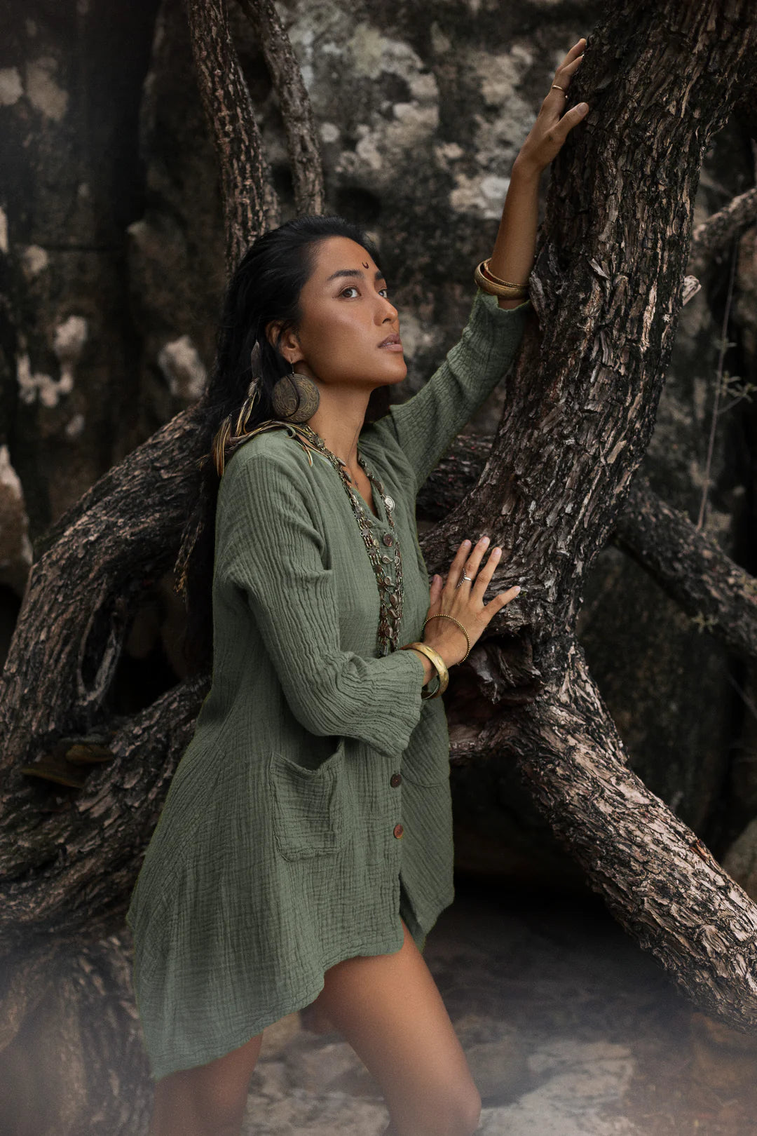 Kitana Miti Tee Dress Sage Grey