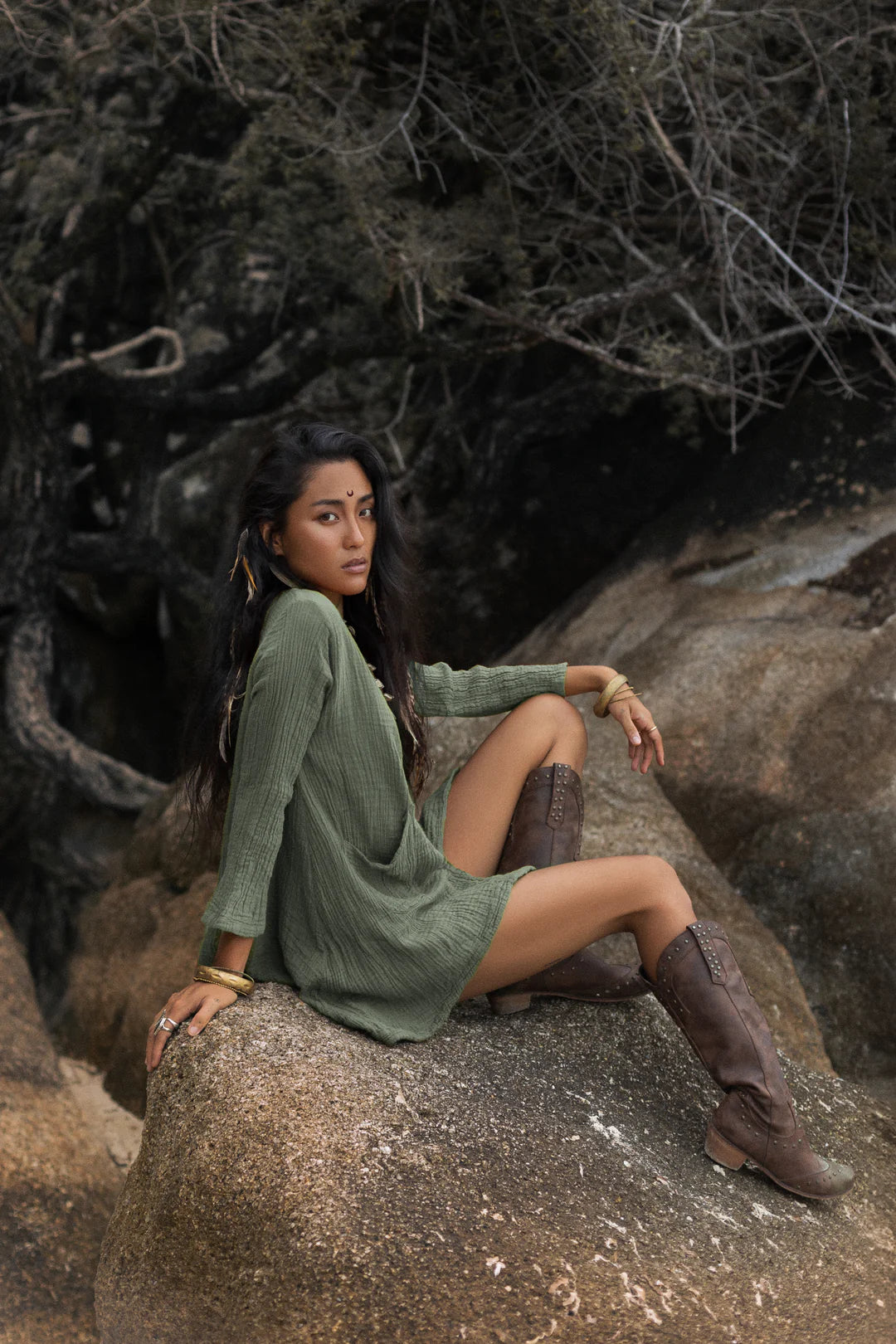 Kitana Miti Tee Dress Sage Grey