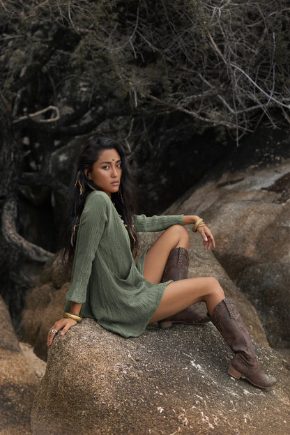 Kitana Miti Tee Dress Sage Grey