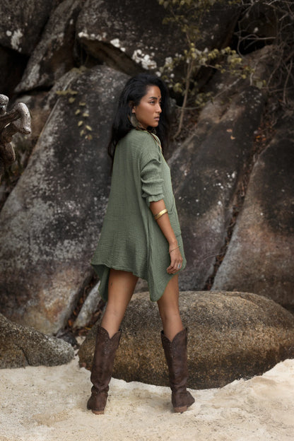 Kitana Miti Tee Dress Sage Grey