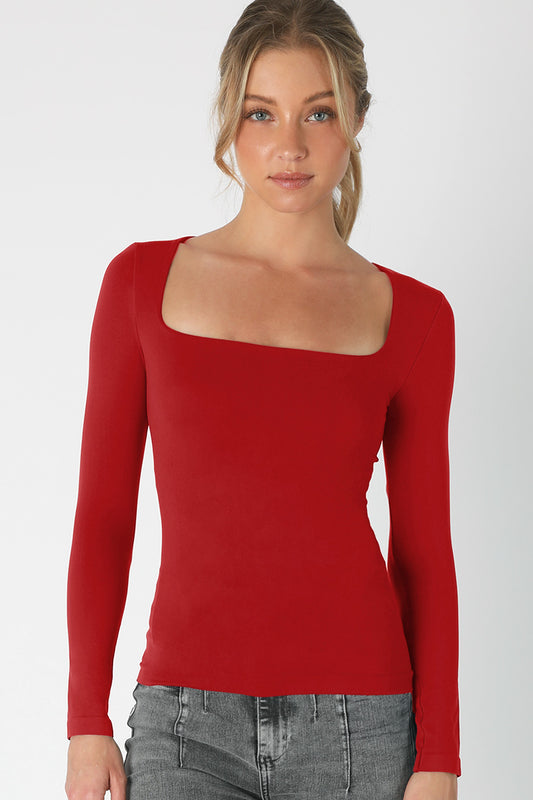 Square Neck Long Sleeve Top (3 Options)