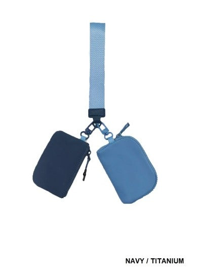 Dual Pouch Wristlet Keychain Wallet
