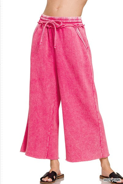 Acid Wash Fleece Palazzo Sweatpants w/ Pockets!! (INCLUDING PLUS SIZE) (14 Options)