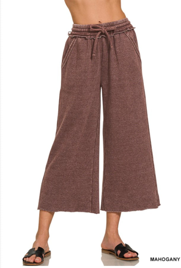 Acid Wash Fleece Palazzo Sweatpants w/ Pockets!! (INCLUDING PLUS SIZE) (12 Options)