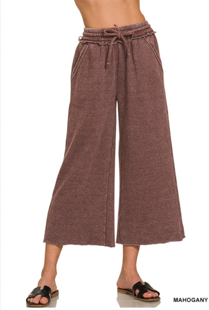 Acid Wash Fleece Palazzo Sweatpants w/ Pockets!! (INCLUDING PLUS SIZE) (12 Options)