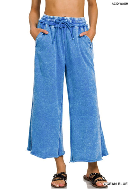 Acid Wash Fleece Palazzo Sweatpants w/ Pockets!! (INCLUDING PLUS SIZE) (12 Options)
