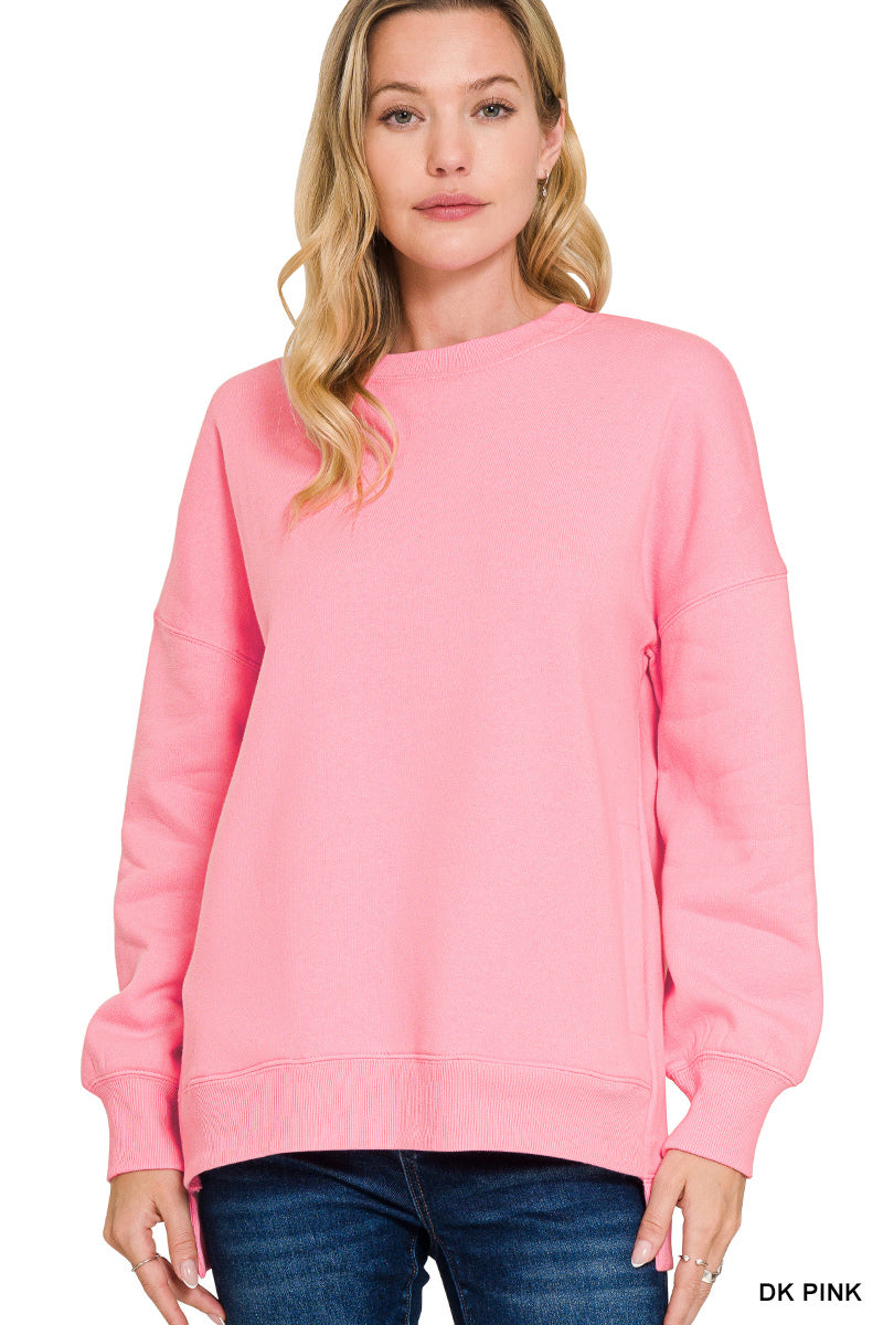 Fleece Hi-Low Boyfriend Sweatshirts w/ Pockets! (8 Options)