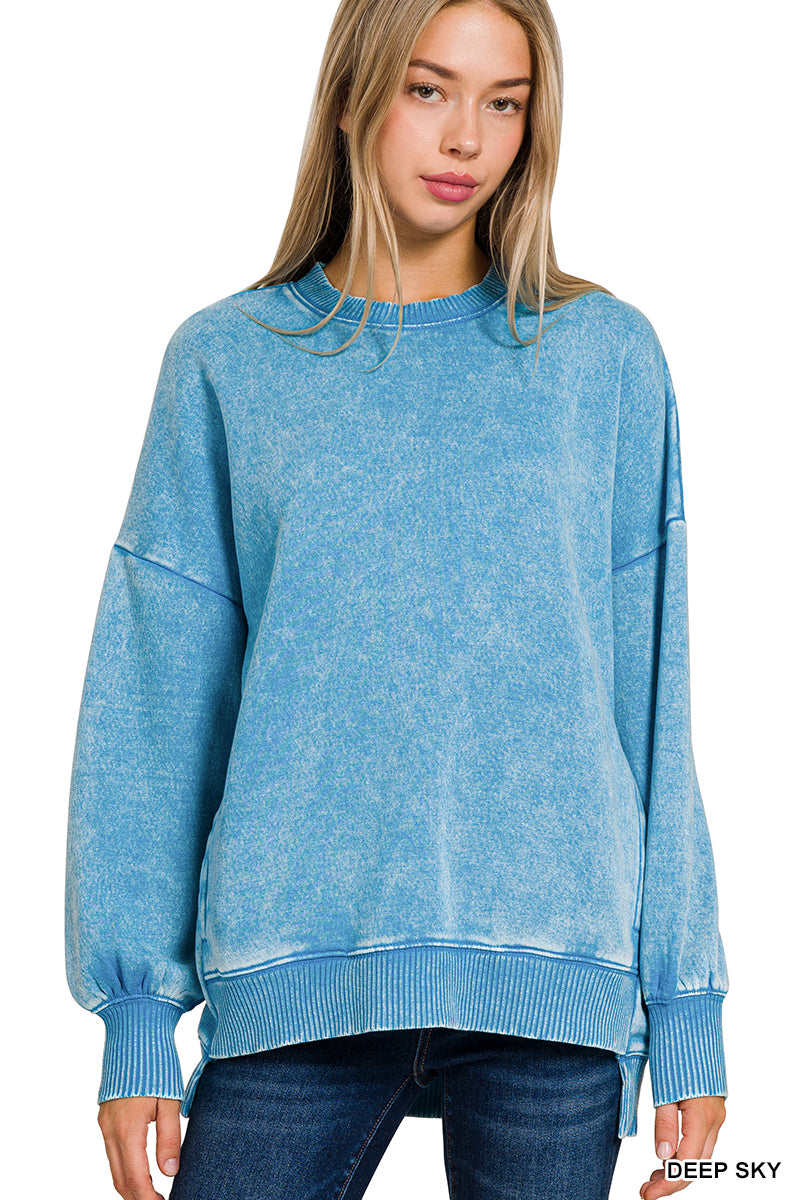Acid Wash Fleece Hi-Low Pullover w/ Pockets (14 Options