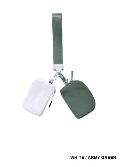 Dual Pouch Wristlet Keychain Wallet
