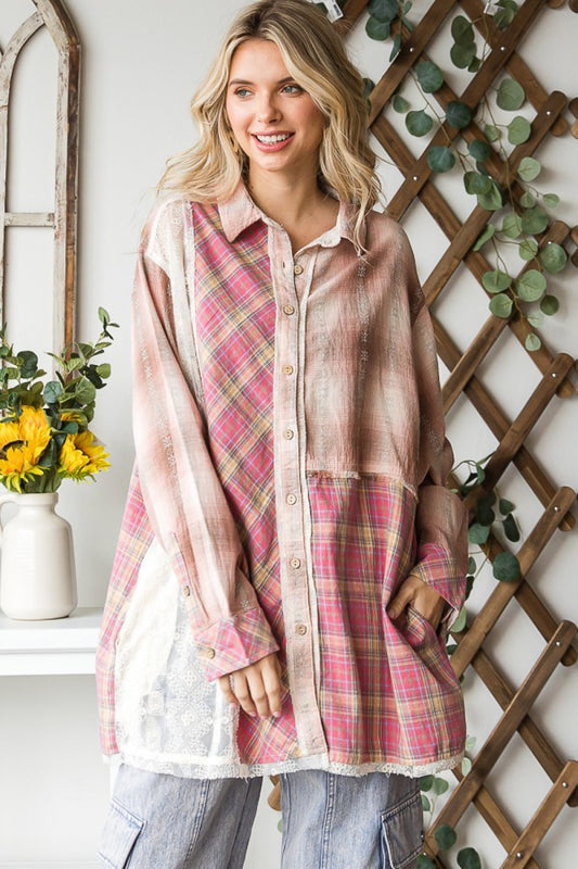 Strolling Down the Block Fabric Mixed Shirt