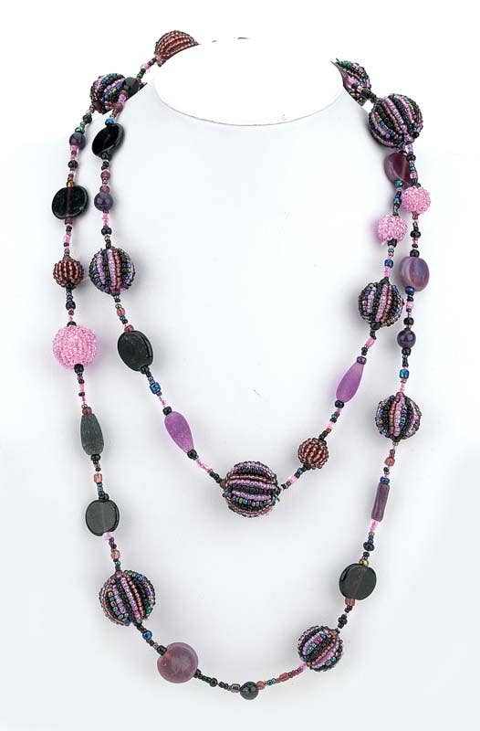 Purple Ball Necklace 24"