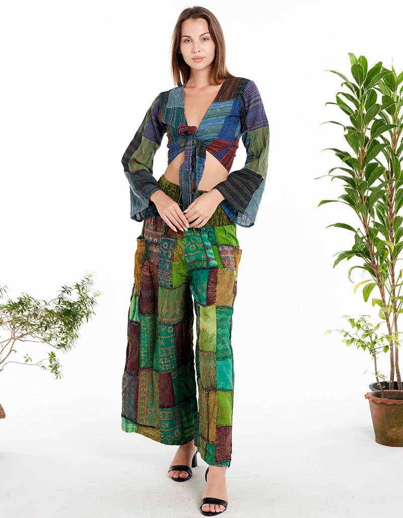 Cecilia Patchwork Cotton Pants w Side Pockets!! (3 Options)