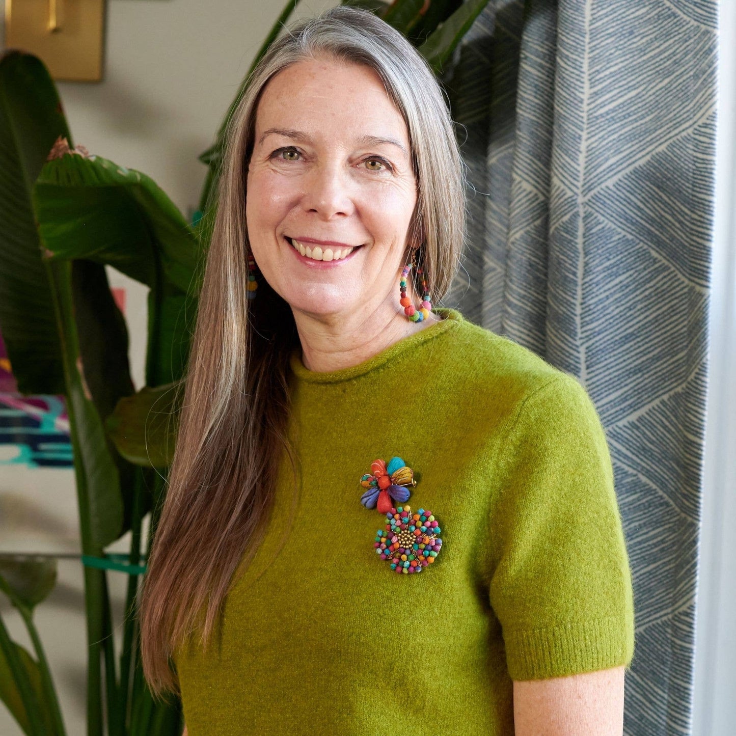 Kantha Floral Mosaic Pin