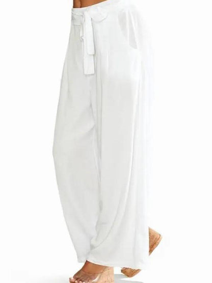 Solid Tencel Tie Belt w/ Darted Trouser Pockets