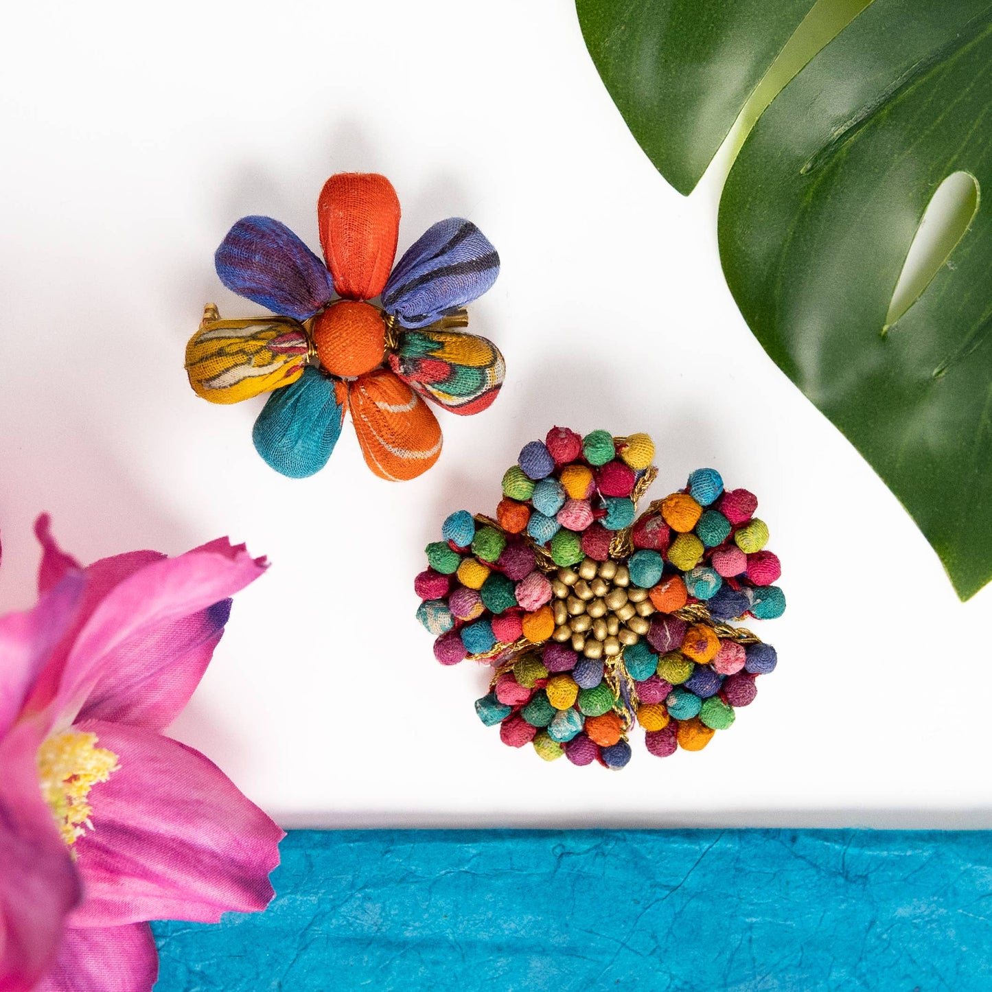 Kantha Floral Mosaic Pin