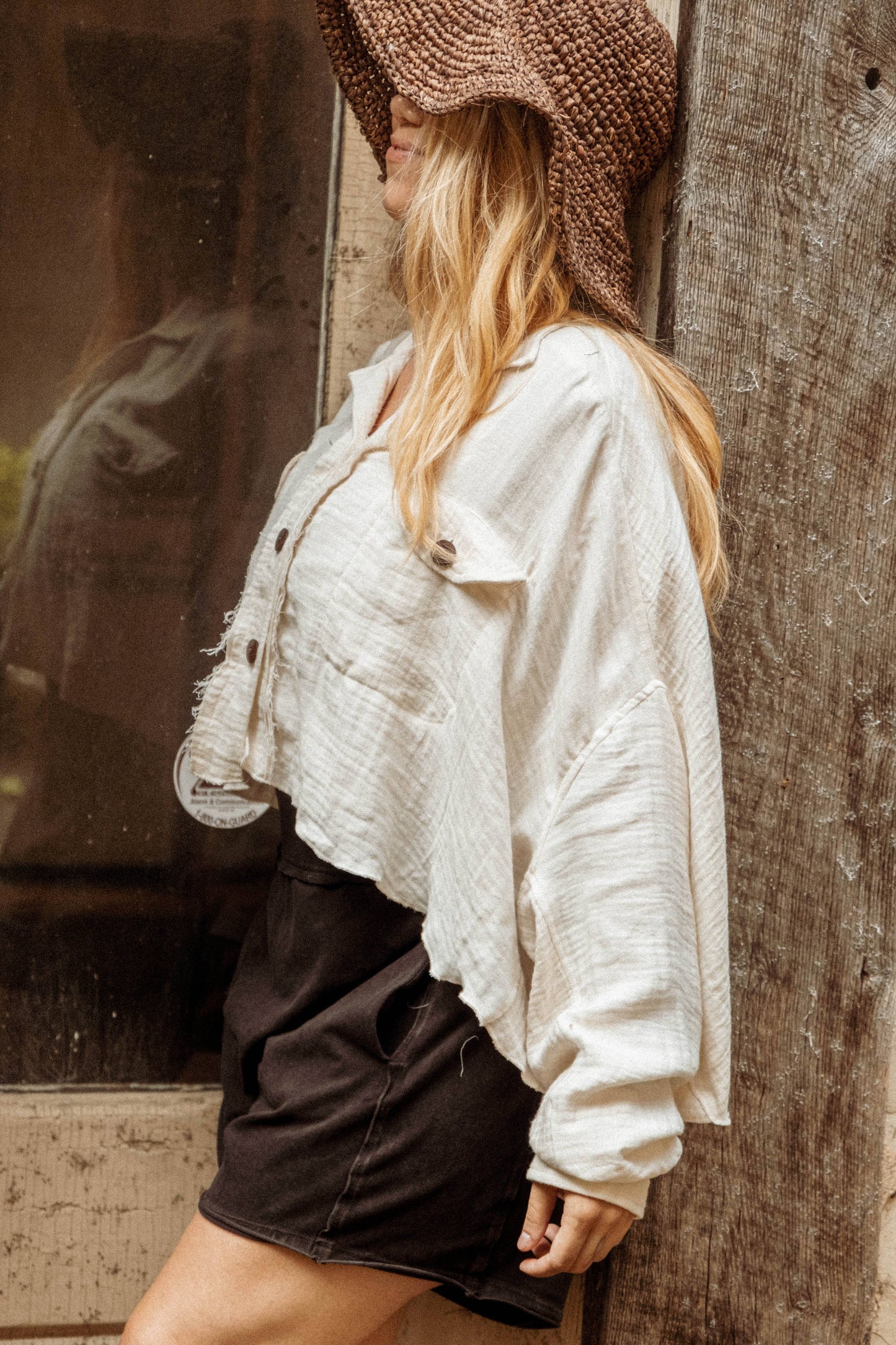 Beachy Boho Bamboo Cropped Shacket