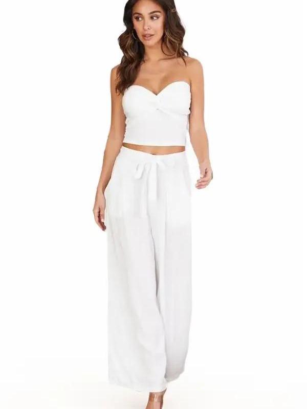Solid Tencel Tie Belt w/ Darted Trouser Pockets
