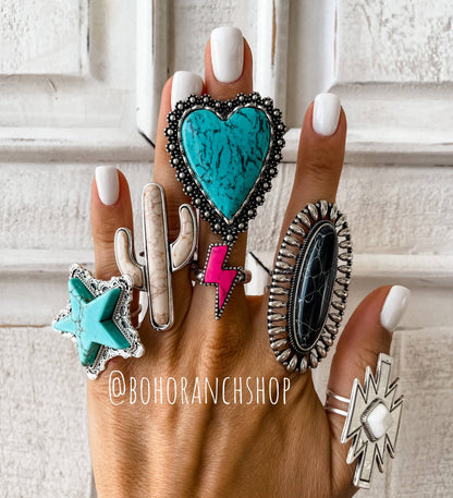 Western Oversized Oval Stone Ring