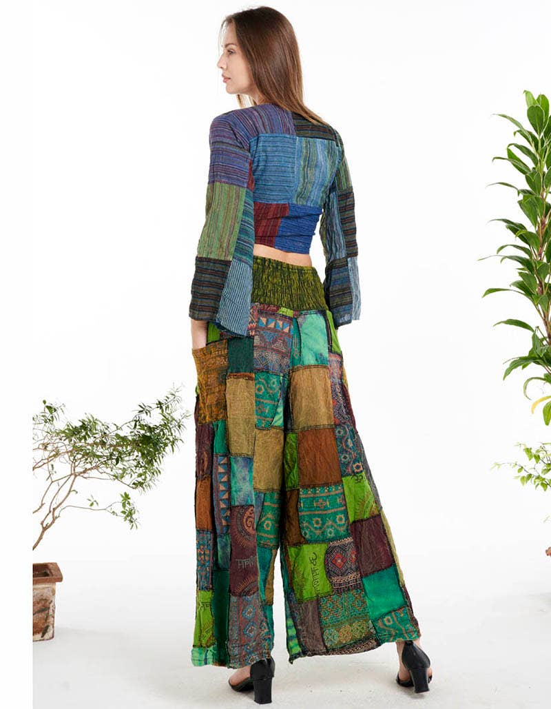 Cecilia Patchwork Cotton Pants w Side Pockets!! (3 Options)