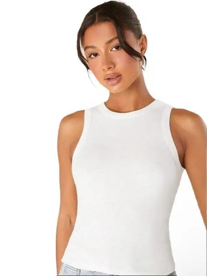 Basic Solid Ribbed Knit Tank Top Fabric Fit (5 Options)