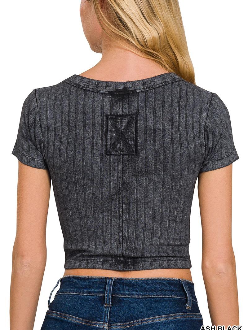 Hanging w/ Friends Ribbed Short Sleeve Cropped Top (2 Options)