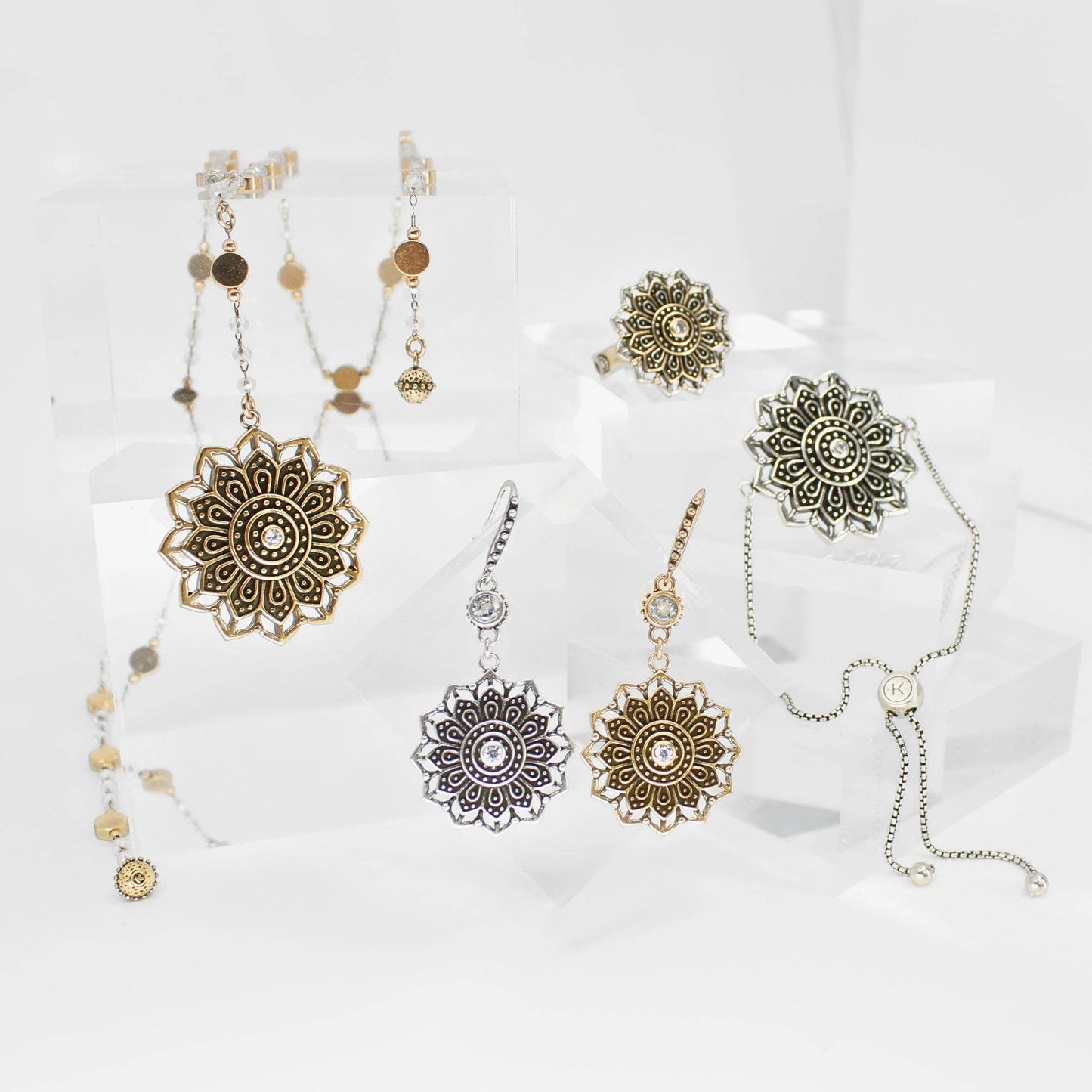 Remember Who You Are Flower Mandala Drop Choker Necklace