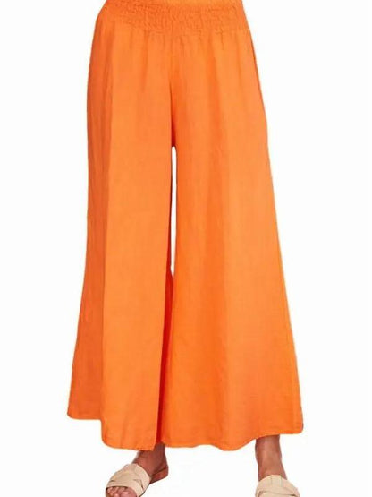 Styling in Comfort Elastic Waist Linen Wide Leg Pant (2 Options)