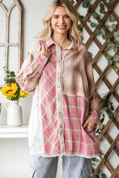 Strolling Down the Block Fabric Mixed Shirt